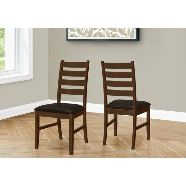 Monarch Specialties Dining Chair, 37 in. Height, Set Of 2, Dining Room, Kitchen, Side, Upholstered, Brown Solid Wood I 1372